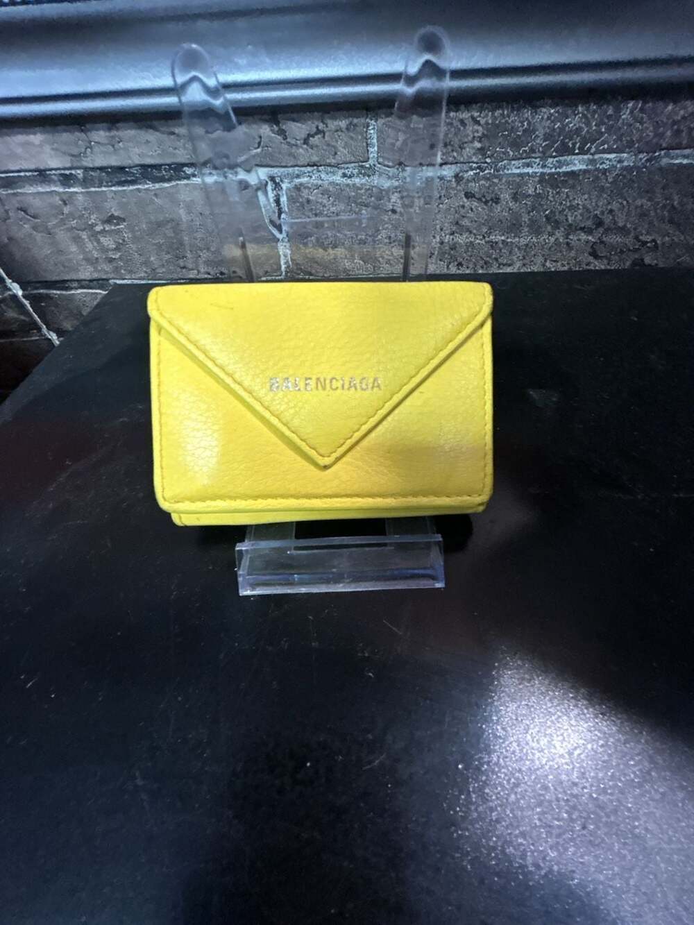 Balenciaga Papier Mini Trifold Wallet in Yellow Leather
